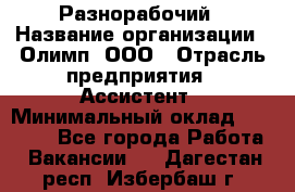 Разнорабочий › Название организации ­ Олимп, ООО › Отрасль предприятия ­ Ассистент › Минимальный оклад ­ 25 000 - Все города Работа » Вакансии   . Дагестан респ.,Избербаш г.